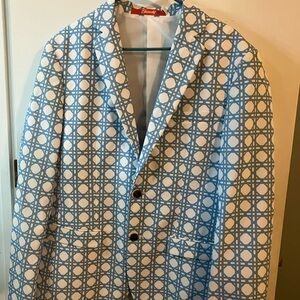 Shinesty Blue White Geometric Blazer Sport Coat – Men’s Size 40